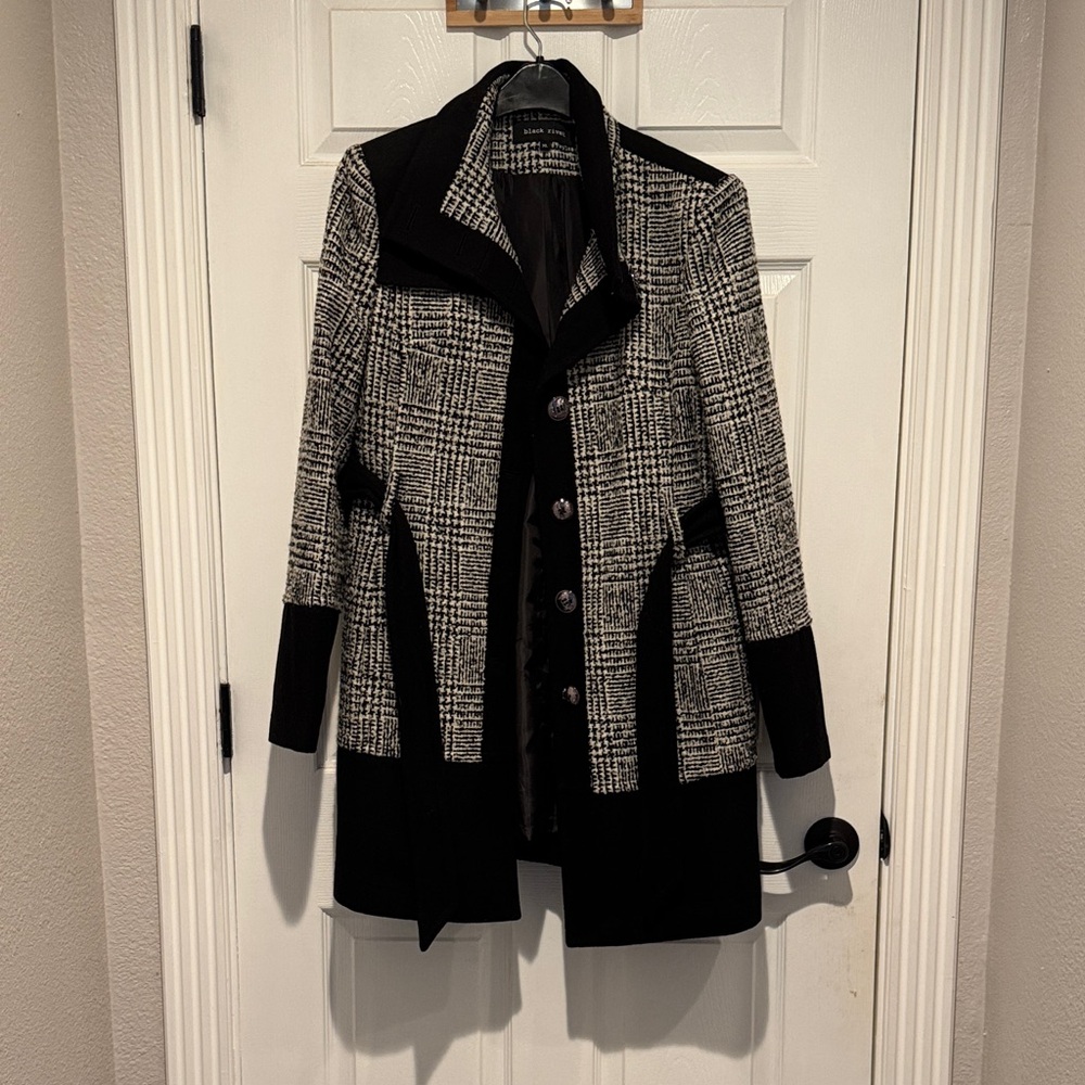 Black Rivet Black and White Tweed Blazer Jacket